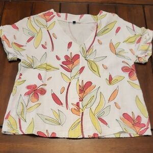Floral V-Neck Women's Top